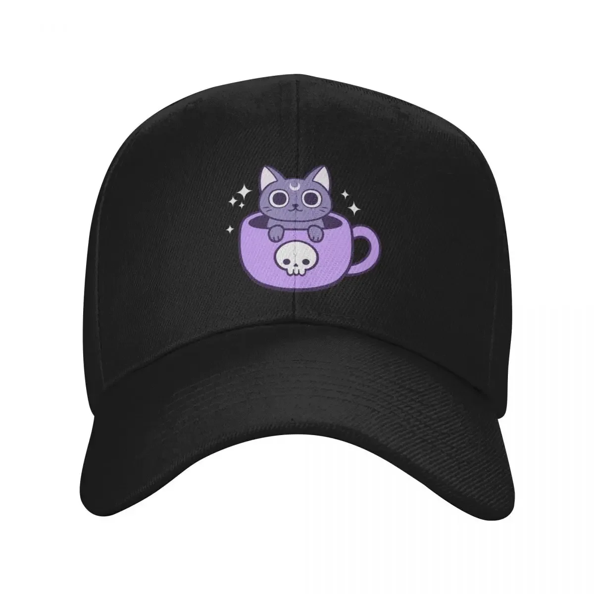 Black Magic Tea / Coffee Cat // Black | Nikury Baseball Cap Unique hats New In Hat luxury woman cap Women's Golf Clothing Men's