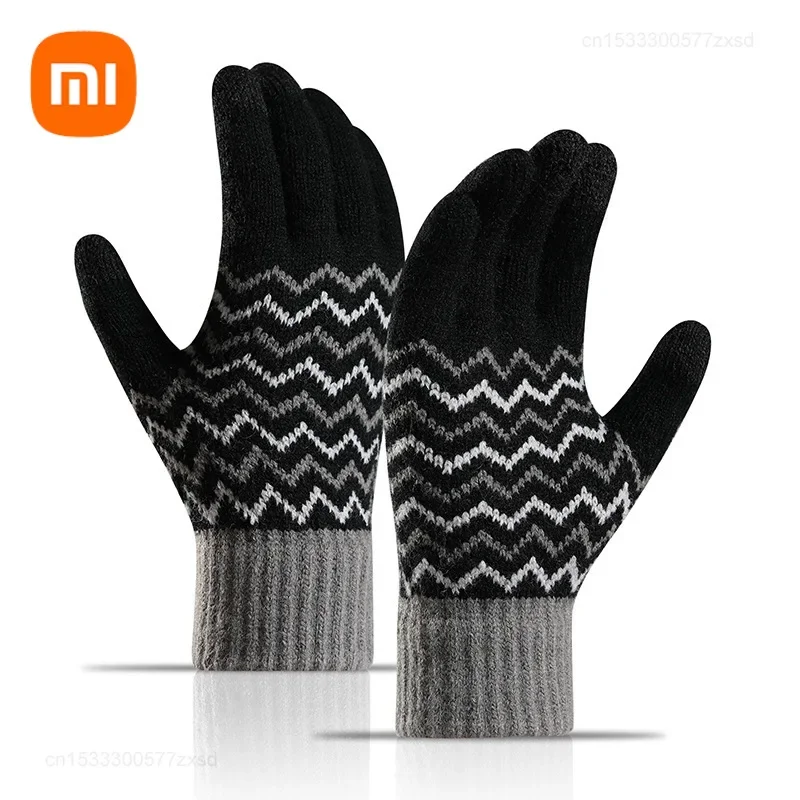 

Xiaomi 2024 New Winter Men's Imitation Wool Full Finger Cold-proof Warm Gloves Women Men Winter Stretch Knitted Gloves Outdoors