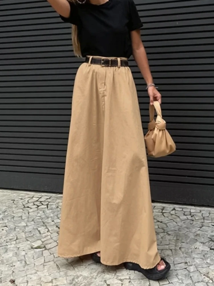 Jupes longues de couleur unie pour femmes Streetwear bureau dame Faldones Para Mujer élégant Jupe Longue Femme mode coréenne vêtements