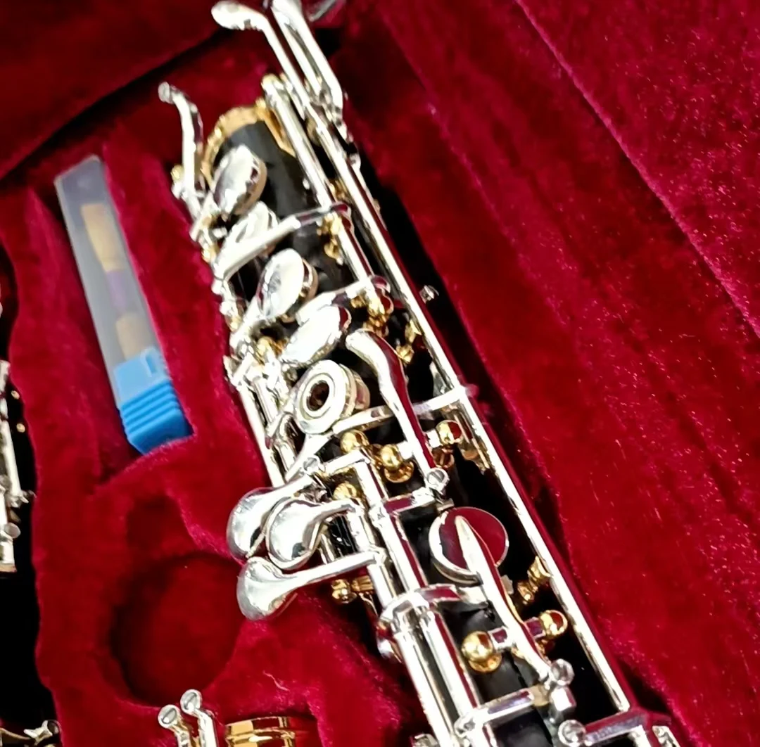 21‑Key C Tone Oboe Ebony Body Silver & Gold Plated Professional Woodwind Musical Instrument