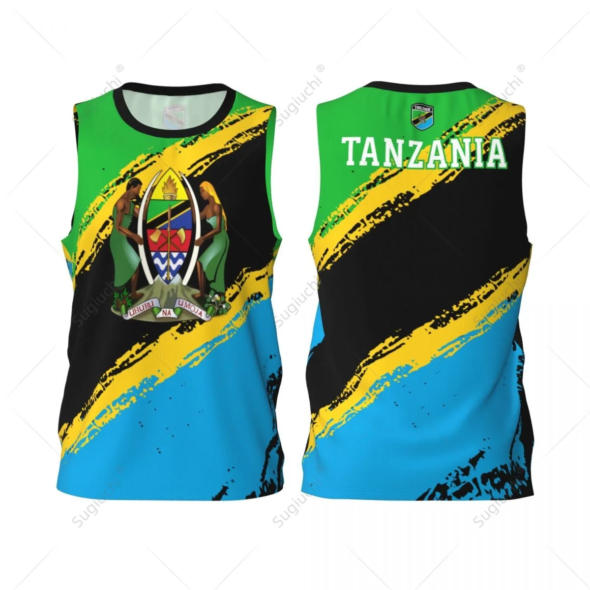 Men Basketball Sports Tanzania Flag Running Fitness Multifunction Jersey Sleeveless shirt Custom Name Nunber Exclusive