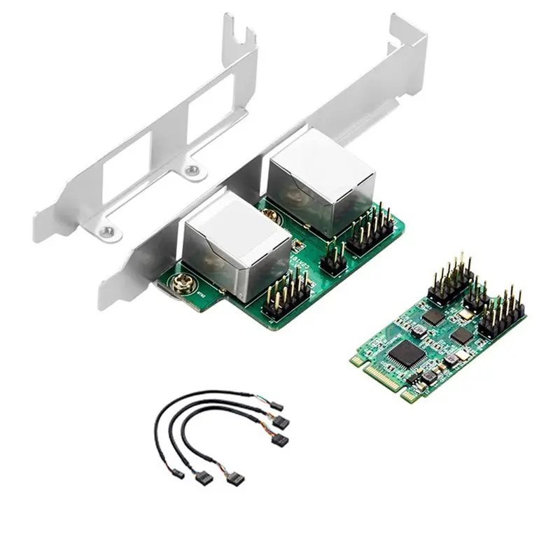 

A23F-M.2 Dual Port Gigabit Ethernet Card M Key B Key Pcie 2 Ports 1000Mbps 1G Nic Network Realtek 8111H Chip For PC