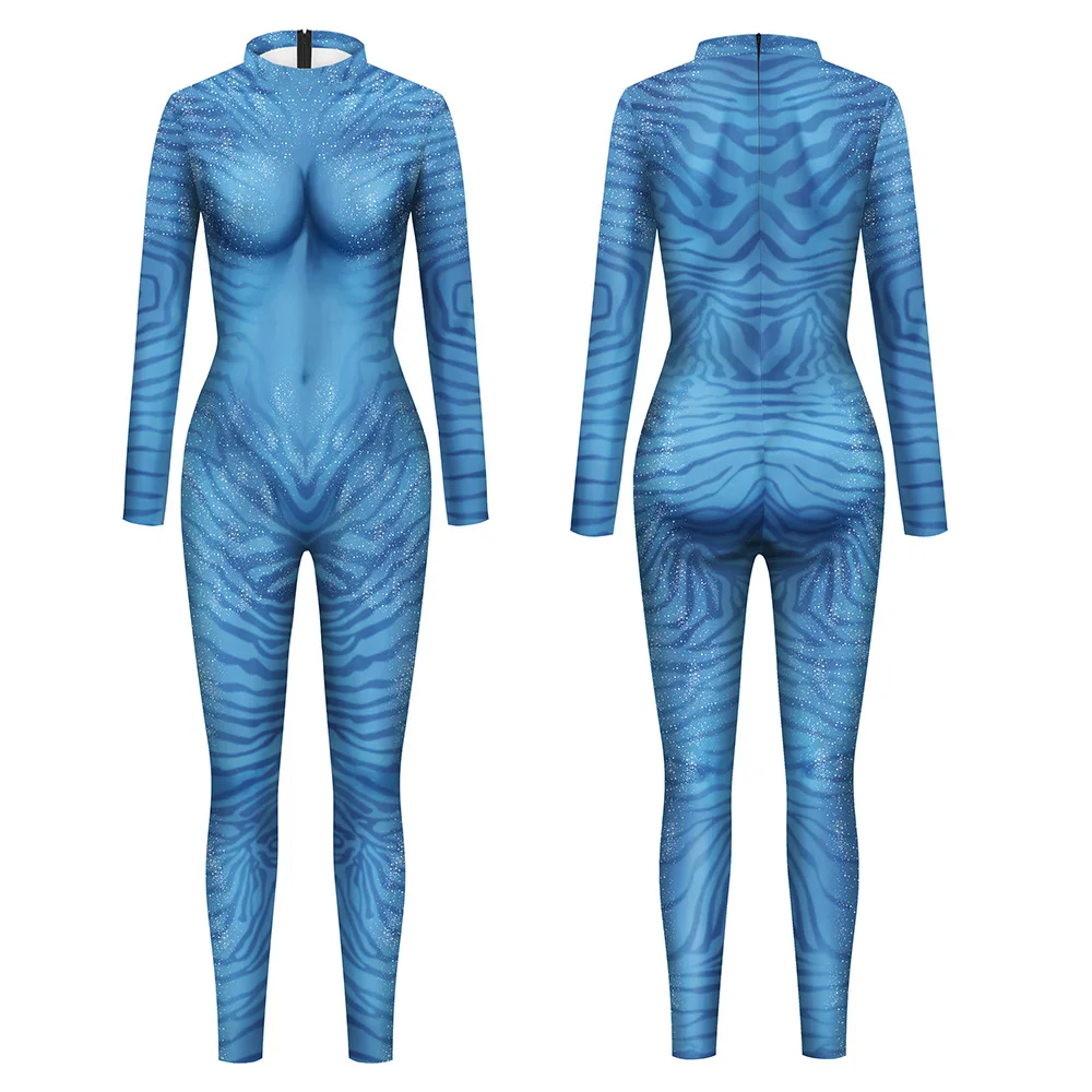 

Movie Avatar The Way of Water Alien Halloween Cosplay Costume 3D Jumpsuit Women Men Avatar Theme Party Role Playing Bodysuit