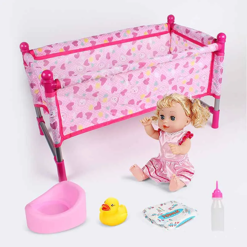 Poppenhuis Accessoires Simulatie Kinderwagen Eetkamerstoel Slaapbedserie Poppetje Model Meisjes Spelen Huis Speelgoed Interactief Speelgoed