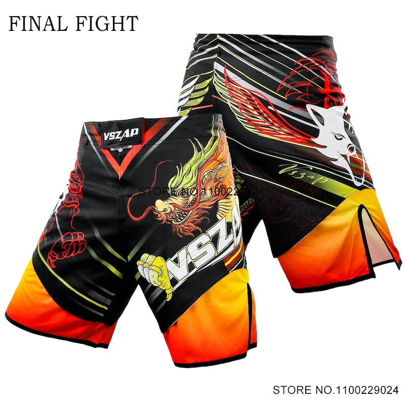 

Vszap MMA Shorts Wolf Dragon Boxing Shorts Men BJJ Fight Grappling Martial Arts Clothing Kickboxing Muay Thai Training Shorts