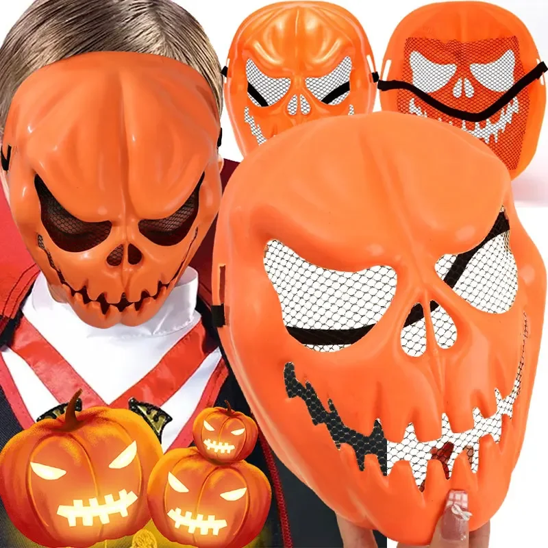 1-2 pezzi maschera per copricapo a tema zucca horror di Halloween zucca arancione copricapo spaventoso Halloween Cosplay Dress Up oggetti di scena per feste