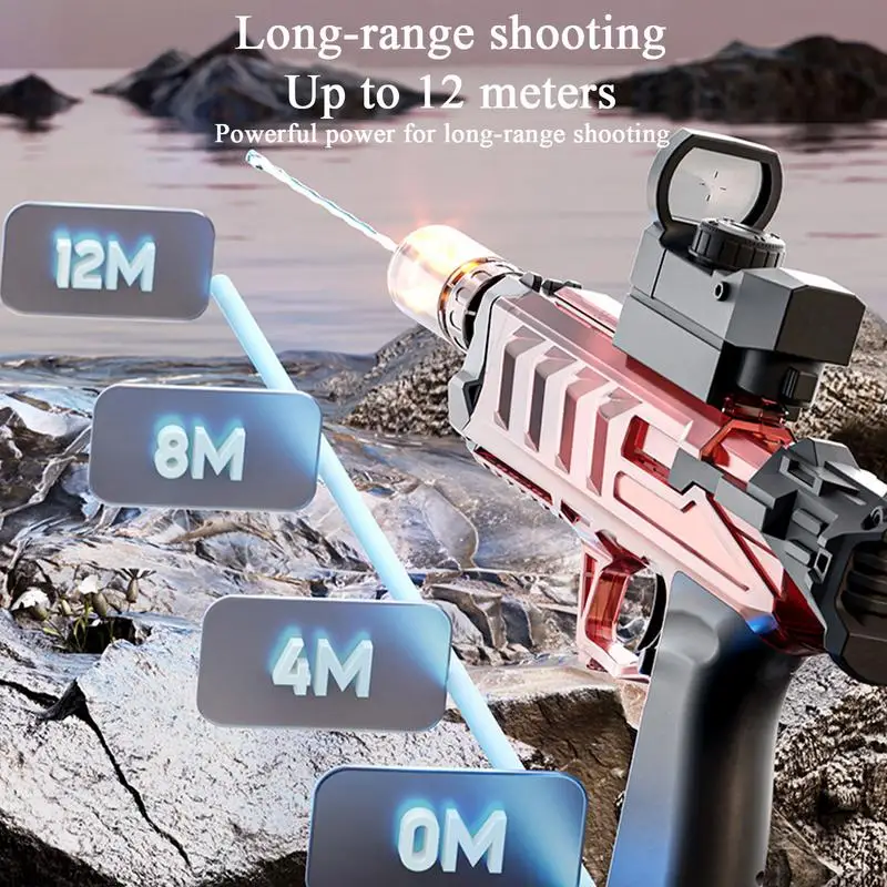 Pistolet à eau électrique à flamme simulée pour enfants, jouets d'été en plein air, plage, piscine, jeu de combat, capteur automatique, lumières, pistolet à eau, cadeau