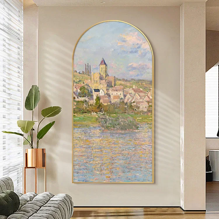 

Modern French Entrance Decorative Painting Light Luxury Vertical Arched Painting