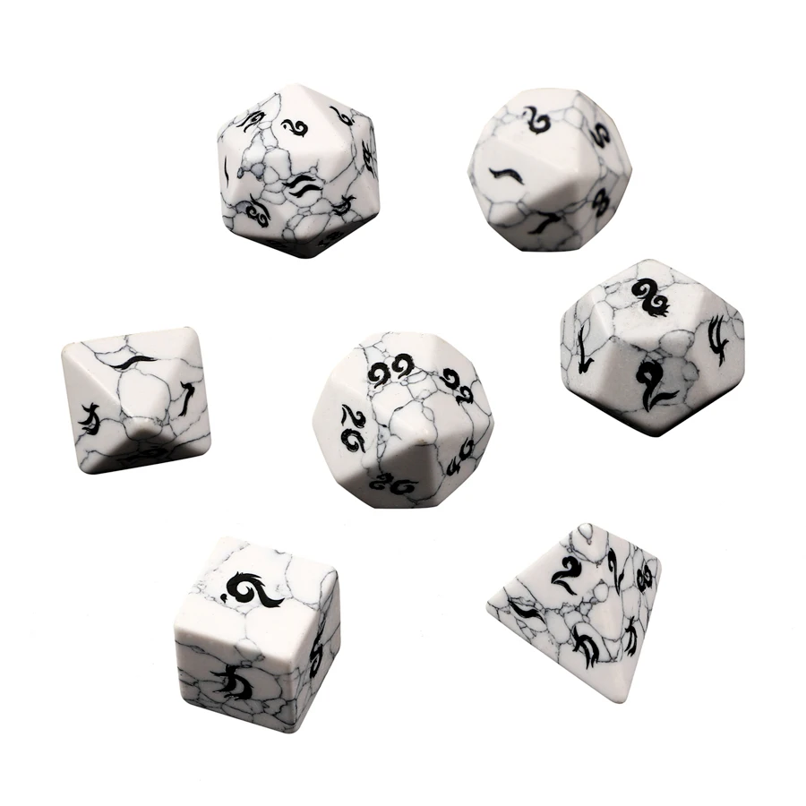 

Spot Goods Synthetic Howlite Polyhedral DND Stone Dice Ornaments Jewelry Accept Custom Font Symbol Pattern Logo Free Shipping