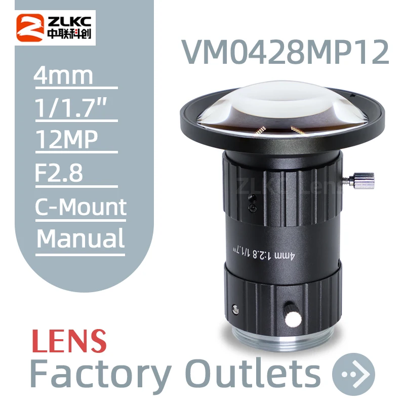 

4mm Wide-angle Lens FA 1/1.7 Inch CMOS 12Megapixel High Resolution Cameras C Mount F2.8 Manual Iris Industrial Camera VM0428MP12