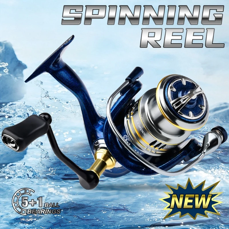 

Metal Handle Long Casting Spinning Fishing Reel 5+1BB 5.2:1 Saltwater Freshwater Fishing Tackle for Trout Bass Perch