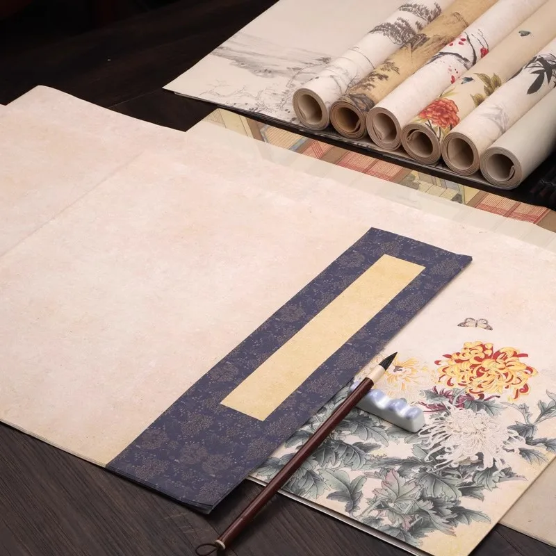 5 Sheets Half-Ripe Batik Vintage Blank Painting Soft Brush Calligraphy Xuan Rice Paper Regular Official Running Cursive Paper