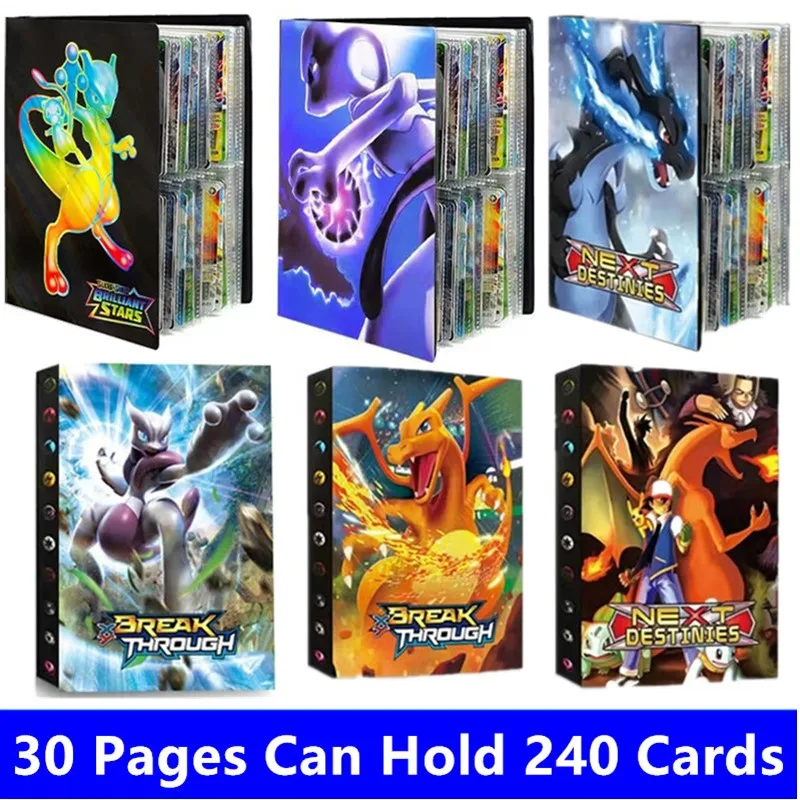 Charizard 240 шт., альбом, карточки, книга, карточки, буквы, держатель Mewtwo, папка для коллекций, защитная папка для аниме карт, подарок для