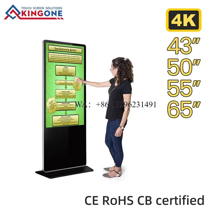 OEM ODM 43 55 Inch Android Digital Menu Board Display Floor Standing Touch Screen Advertising Kiosk for Restaurant Promotion