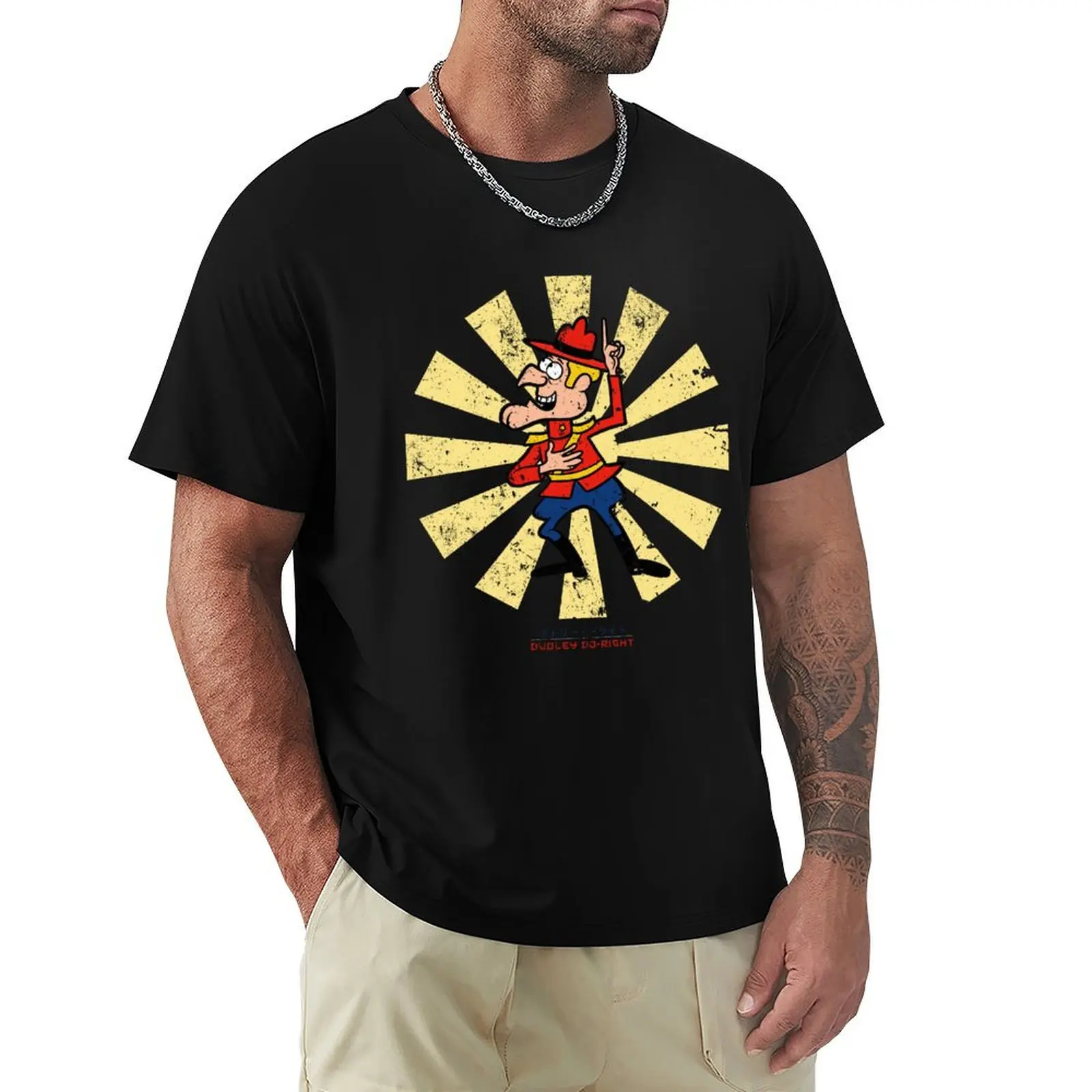 Camiseta retro japonesa Dudley Do Right, camiseta informal con estampado moderno