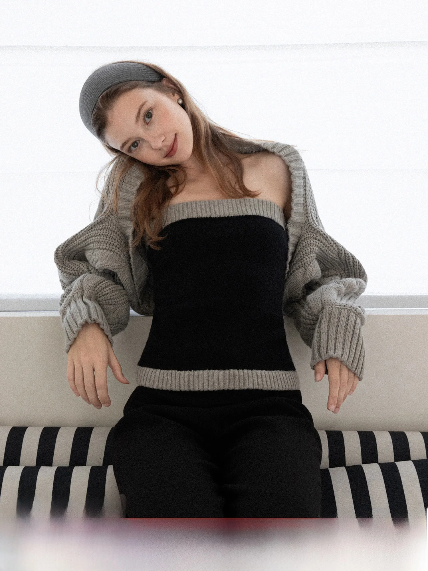 

Canton S ey Twisted Knitted Open Cardigan Sweater Women's Slim Fit Vest Tank Top Two-Piece Set Autumn Winter Faion