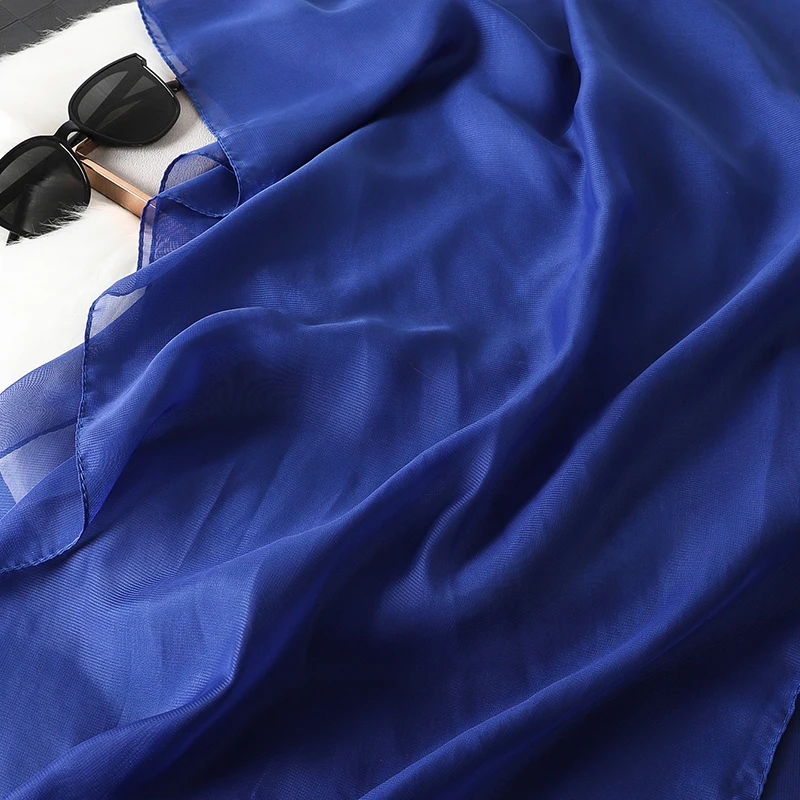 2023 neue Mode Sommer Frauen einfarbig Strand Schal Seide Schals Stirnband Weibliche Stirnband Wraps Sonnencreme Hijab Großhandel – Detail 10