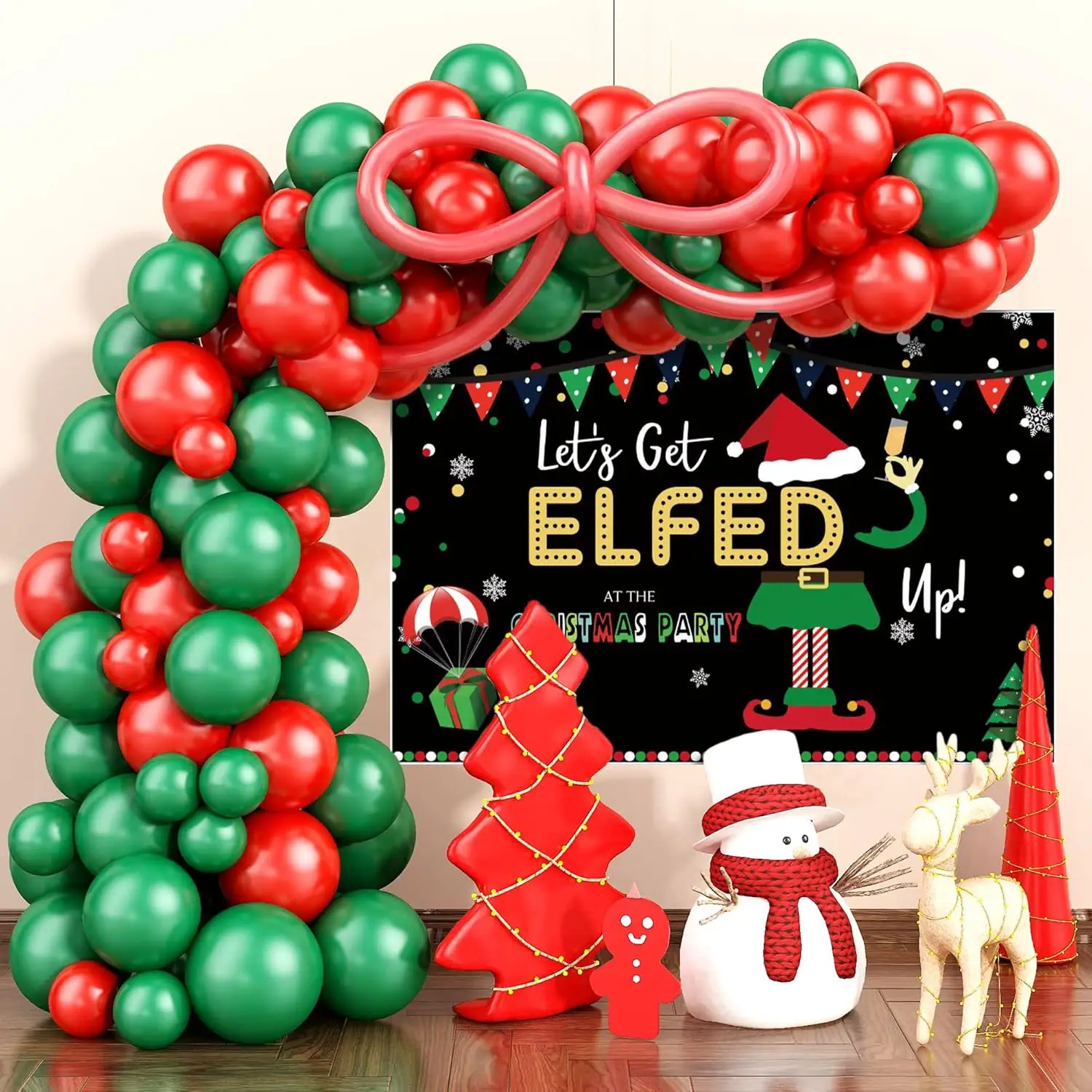 LaVenty Lets Get Elfed Up Backdrop Lets Get Elfed Up Balloons Lets Get Elfed Up Decoration Elf Party Decoration