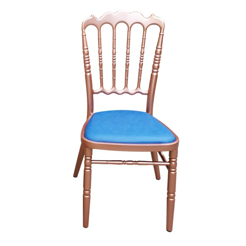 

Metal Napoleon chair, castle chair, aluminium rose gold slub chair with seat cushions