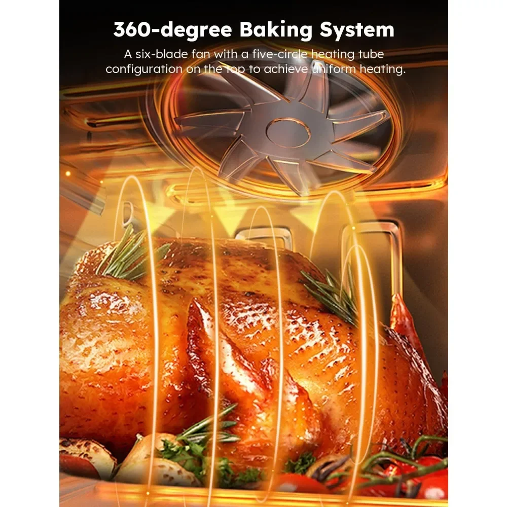 15.5Qt Air Fryer Rotisserie Oven, X-Large Family Size, Powerful 1800W, 4 Rack Positions, 50°-425°F Temp Controls