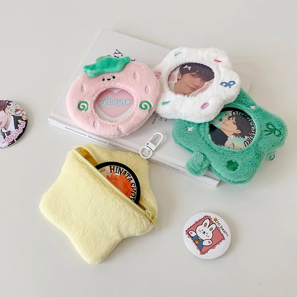 Kép 5: Aranyos Alma Lóhere Medál Kulcskarika Plüss rty birtokosa photocard Bálvány foto kijelző Anime Jelvény tárolására Ajánló fedezze keychain