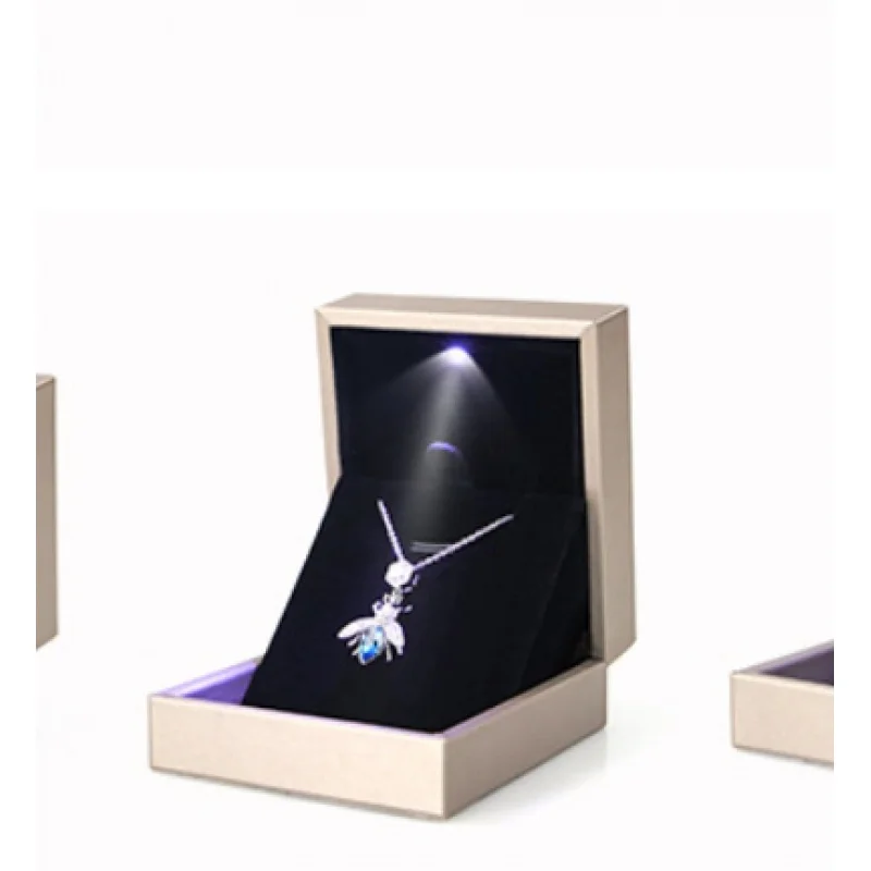 Necklace  Brushed Leather LED Lamp Jewelry Pendant  Box