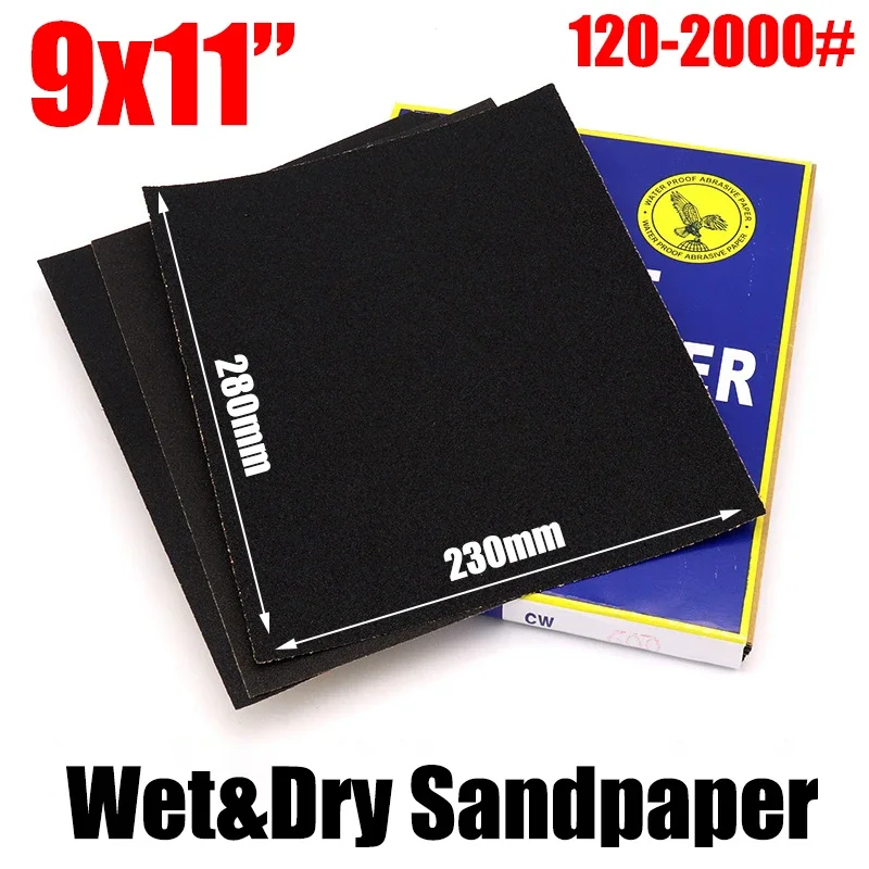 

1pcs 9"x11" 230x280mm Wet And Dry Sandpaper 120 150 320 400 600 800 1000 1200 1500 2000 Grit Waterproof Abrasive Sandpaper Sheet