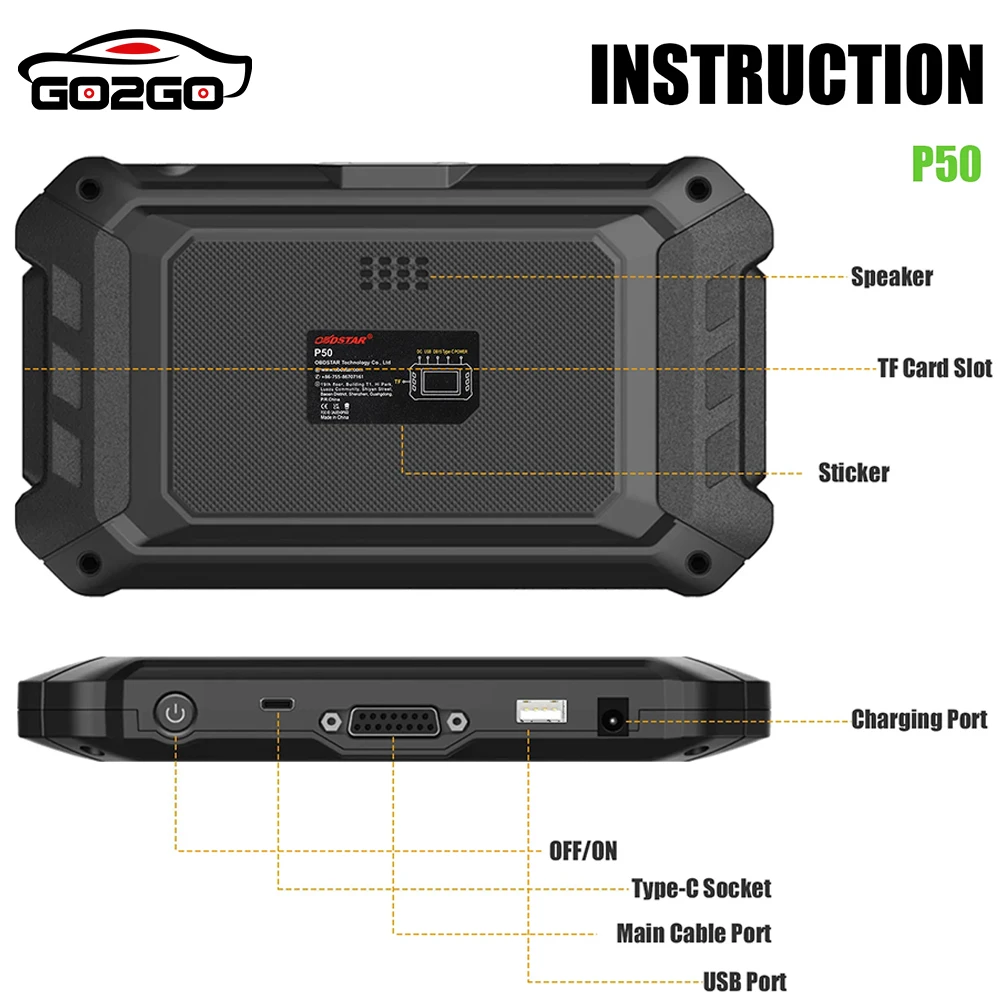 Originall OBDSTAR P50 Airbag Reset Intelligent Equipment SRS Reset Scanner Covers 86 Brands and Over 3000+ECU Part No.with P004