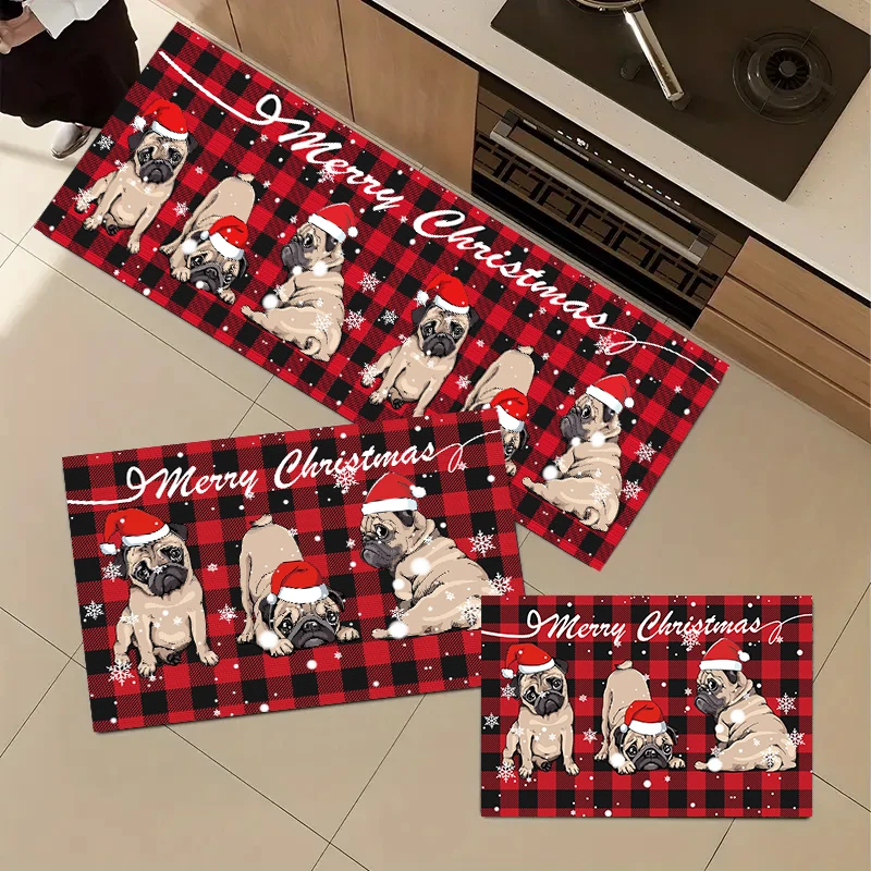 

Christmas kitchen rug, made of flannel, soft and comfortable, washable, suitable for bedroom and dining room