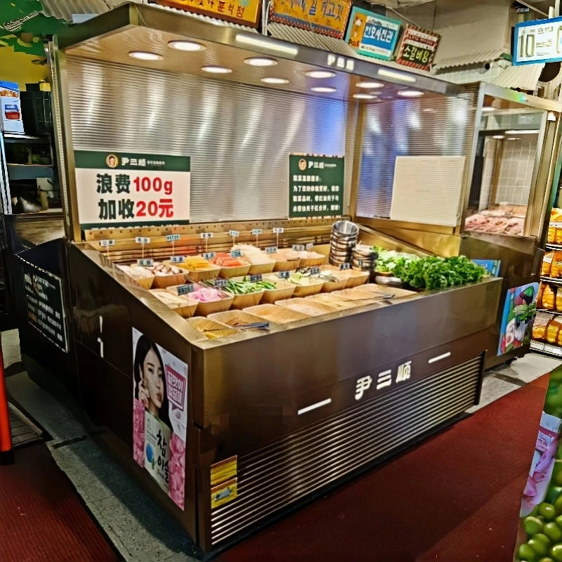 Luxury Gold-Toned Advanced Spray Display Fridge - Tailor-Made For Sliced Beef And Premium Meats In Buffet Settings
