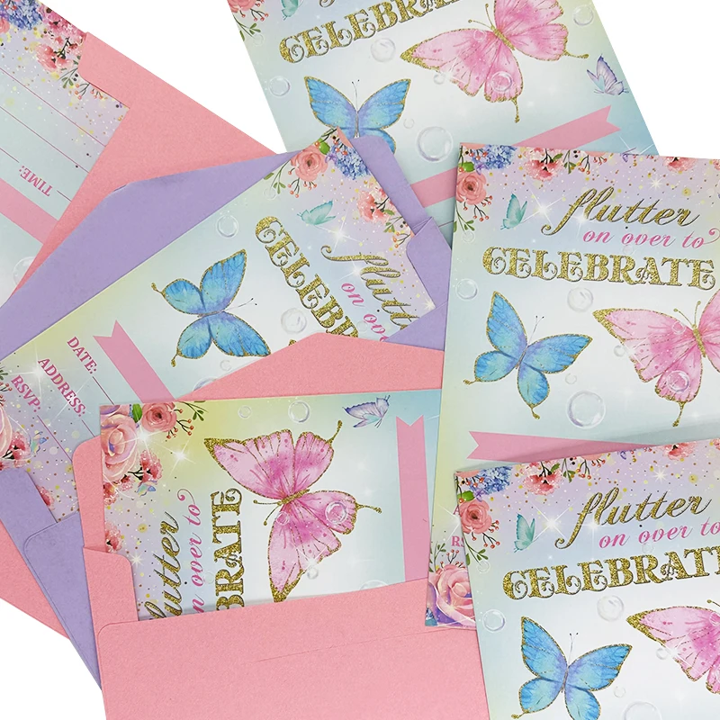 Colorful Butterfly Greeting Card Game Card Party Baby Holiday Birthday Positive Invitation Letter