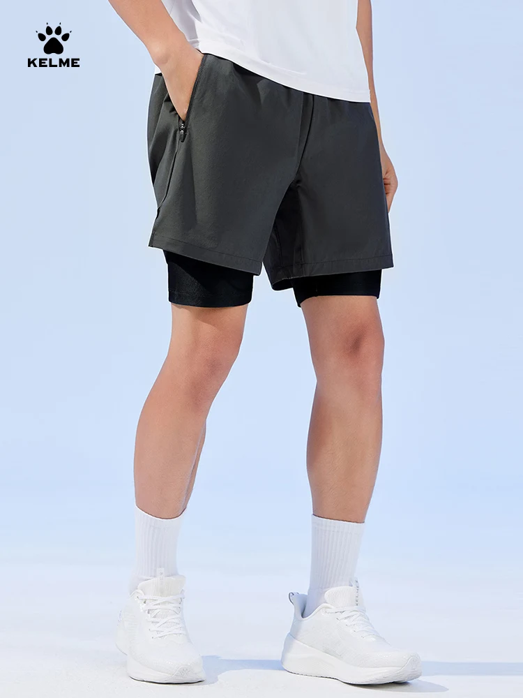 Kelme Training Running pantaloncini sportivi da uomo 2024 Summer Fitness collant finti pantaloni intrecciati a due pezzi per protezione traspirante