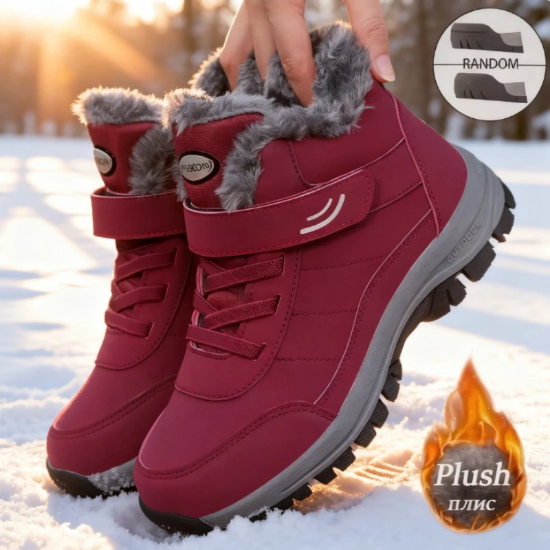 Men's Warm Sneakers High-Top Fleec Trainers Thick Fleece Lined Anti-Wind Non-Slip Sole Outoor Gym Running Daily Sports in Winter