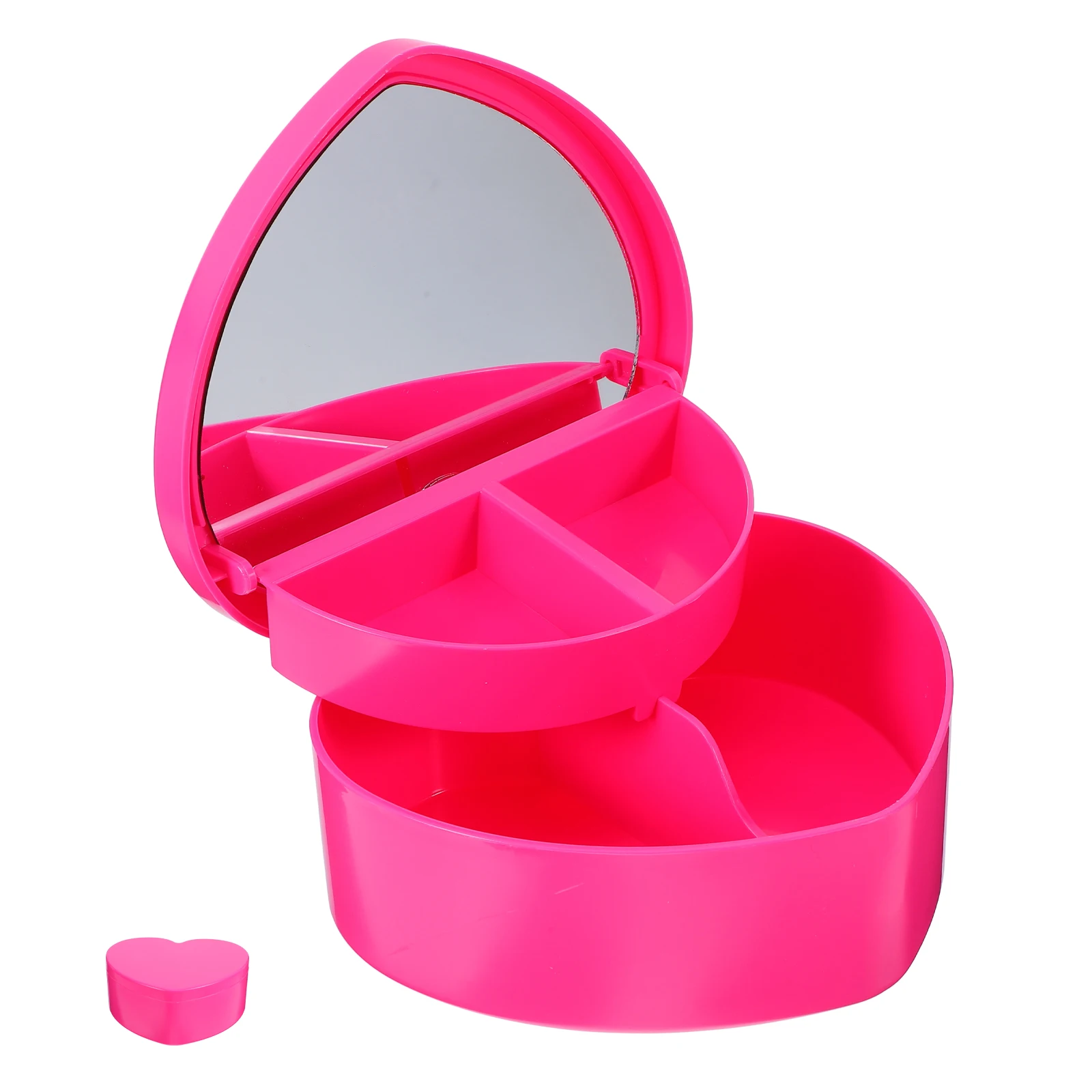 

Органайзер для ювелирных изделий для девочек, коробка в форме сердца с зеркалом, двухслойное хранилище для ожерелья, браслетов, колец, сережек, путешествий