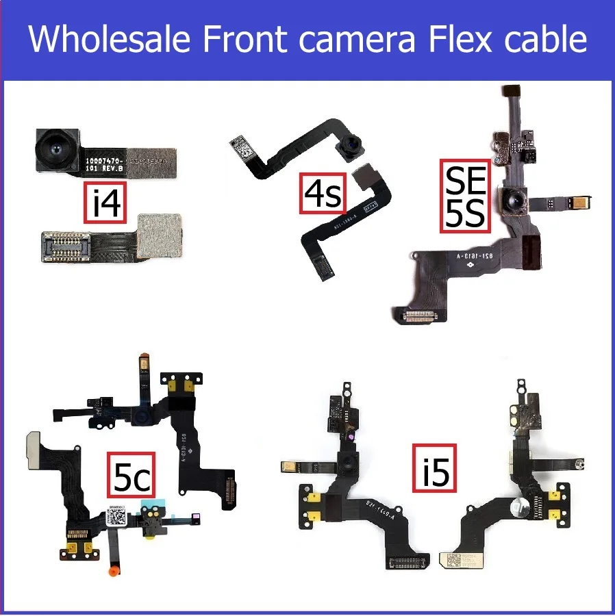 Wholesale Front Facing Camera Module Flex Cable For iPhone 4 4s 5 5S 5C SE small camera & light proximit sensor flex cable parts