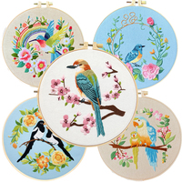 Birds Flowers Embroidery Kit for Adults Beginners Stamped Cross Stitch Kits with Birds Pattern Stamped Embroidery Cloth