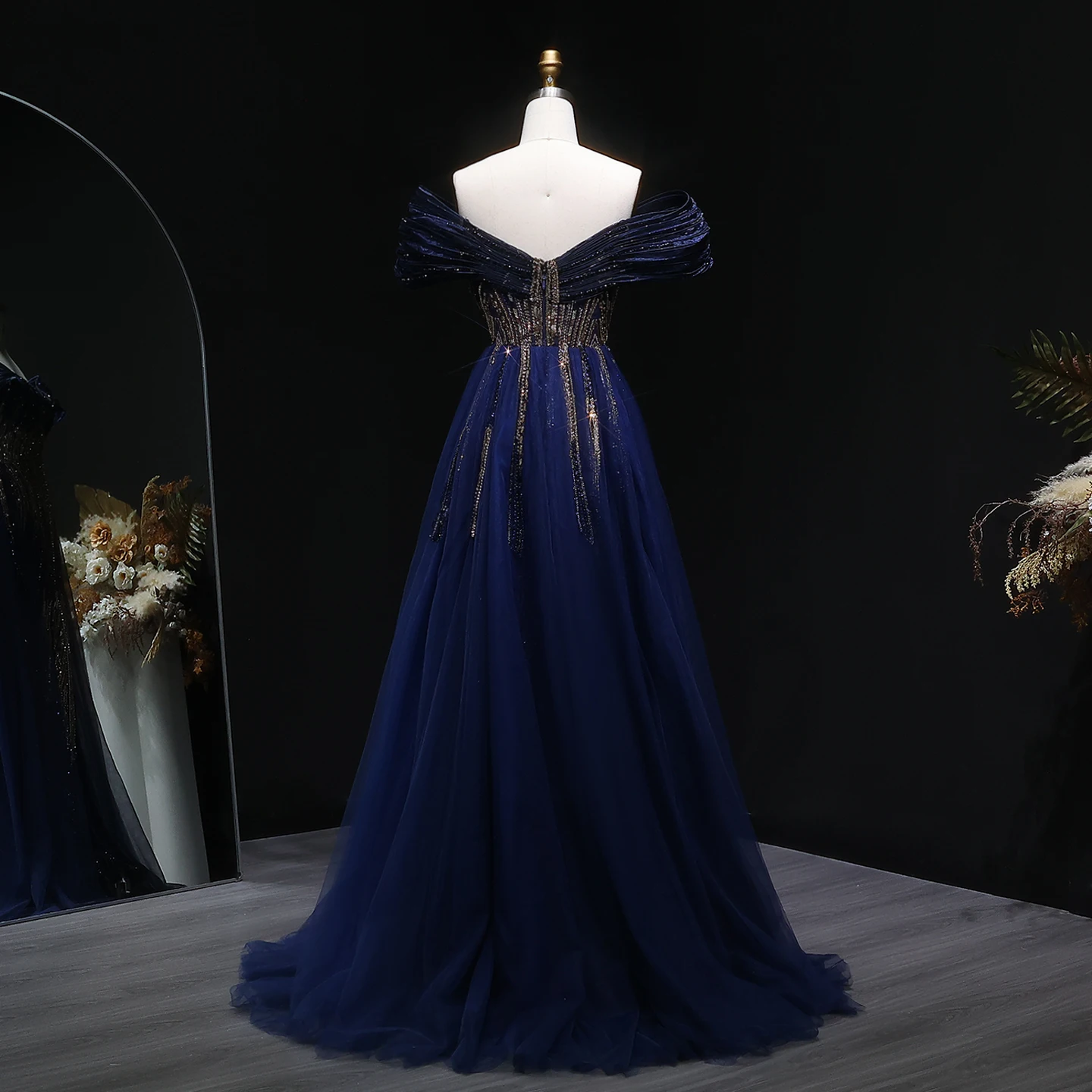 شارون سعيد فستان سهرة حورية البحر أسود طويل أنيق بدون أكتاف تنورة مطرزة للنساء للحفلات الراقصة SS717 مخصص