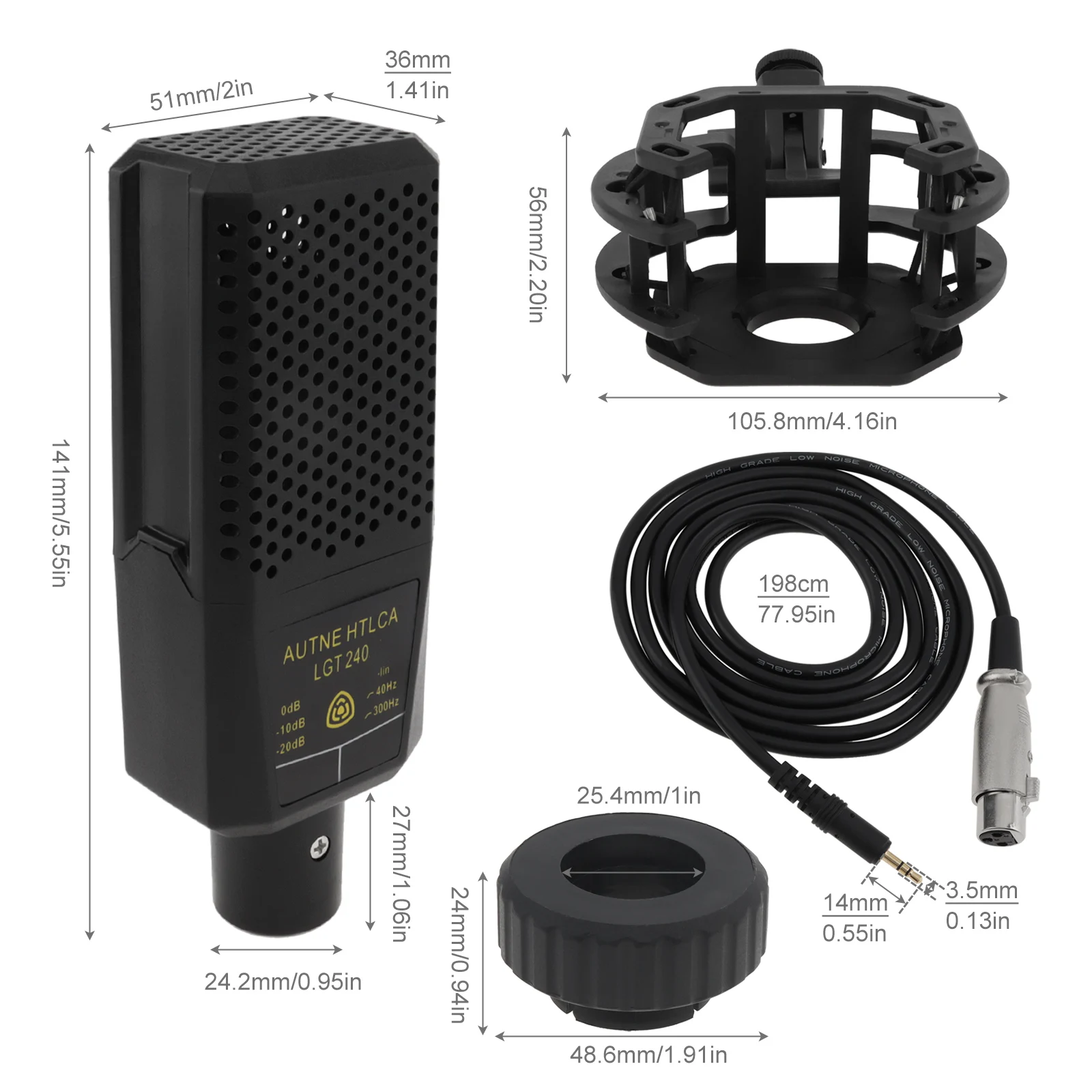 LGT240 Professionele Condensator Microfoon Mic Grote Diafragma Vierkante Computer Mobiele Telefoon Voor K Lied Live Streaming Microfoon