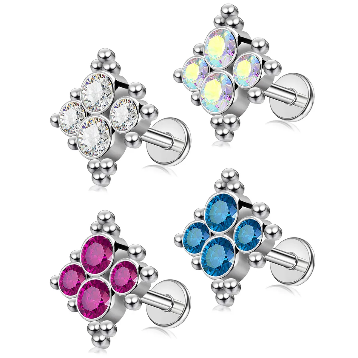 

1PCS Stainless Steel Lip & Ear Piercing Set, Ball/Crystal Mixed Styles, Multi-Position Helix & Conch Jewelry