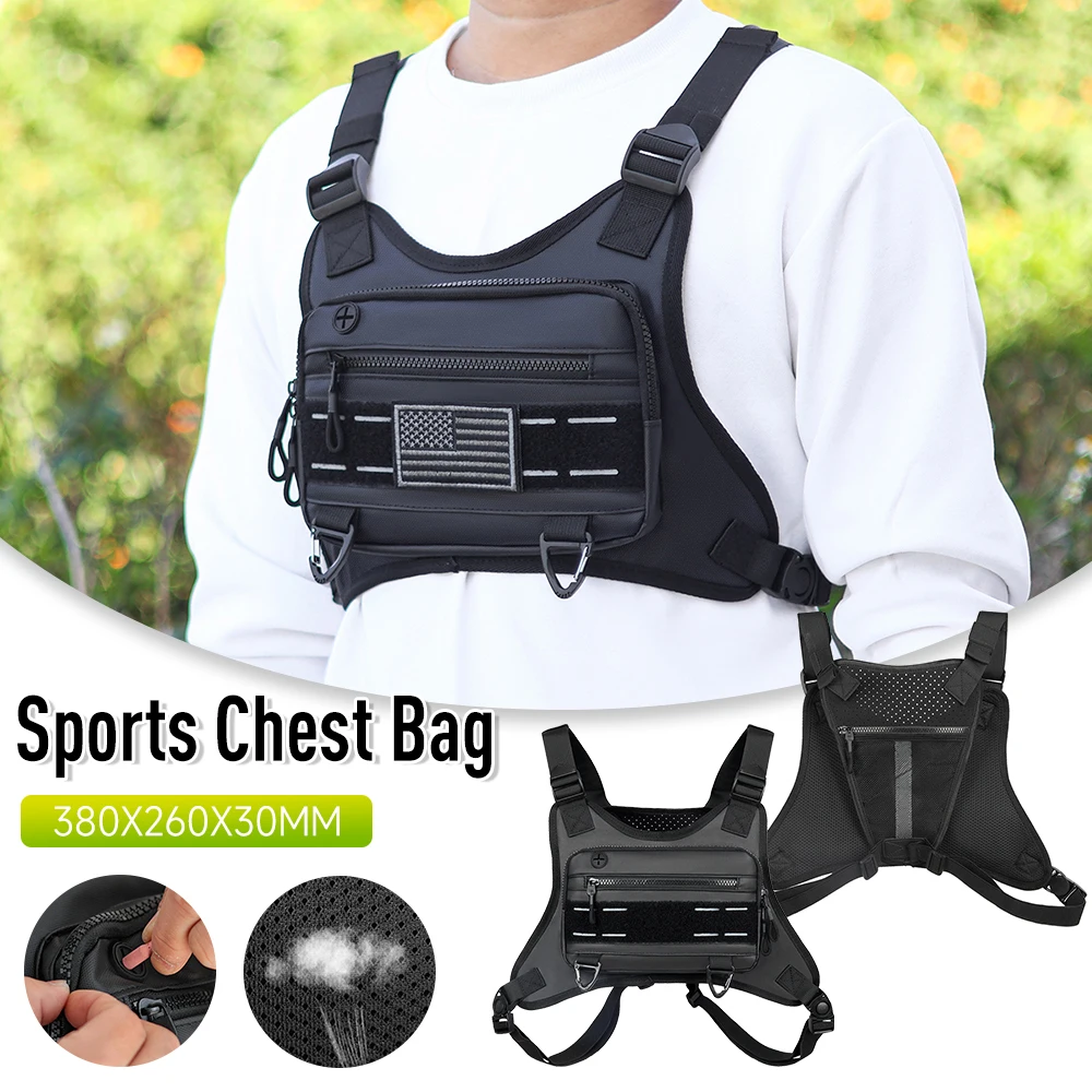 

Передняя спортивная нагрудная сумка с регулируемыми ремнями, тактический рюкзак на плечо, большая вместительная легкая велосипедная сумка для альпинизма, унисекс