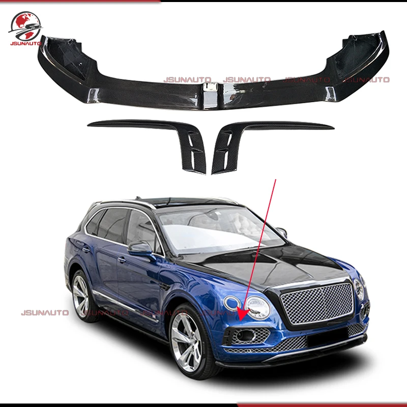 Carbon Fiber Front Diffuser For Bentley Bentayga 2016-2020 Premium w12 Limited Edition Front Bumper Lip Side Air Vents Bodykit