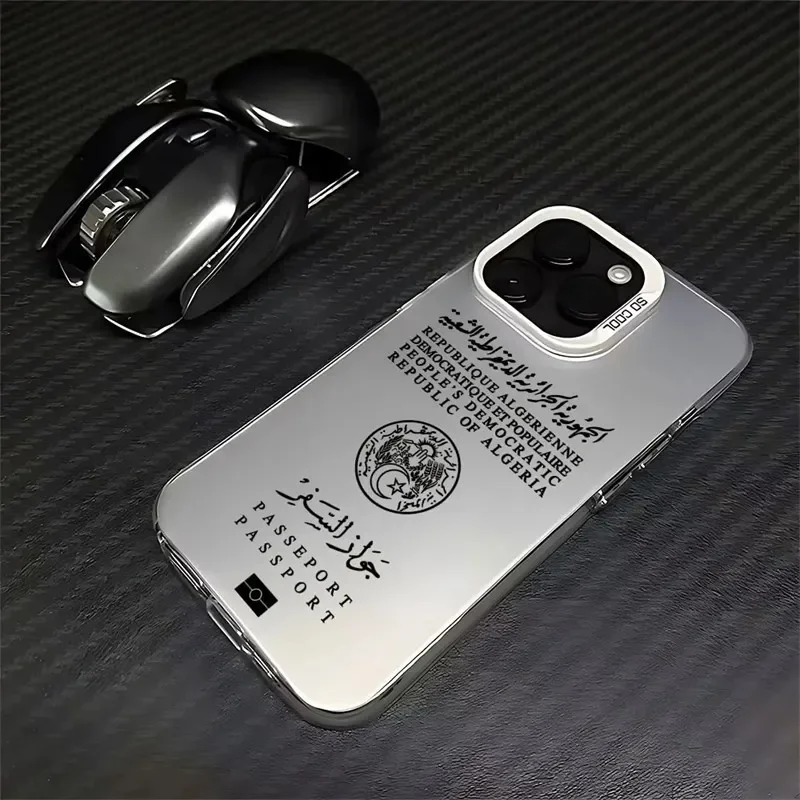 Algeria Passport Phone Case For iPhone 16 14 17 Air Pro Max 15Plus 11 13 12 16e XS XR Candy Matte Letter Shockproof Cover Coque