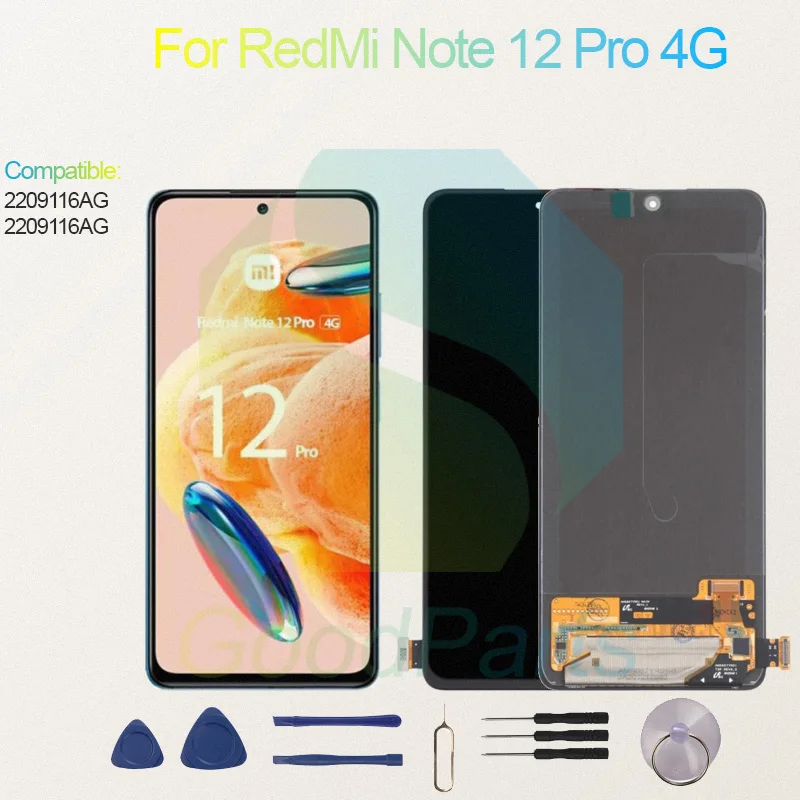 Test Before Ship For RedMi Note 12 Pro 4G Display Touch Screen Digitizer Panel Assembly Lcd Screen 2209116AG Note 12 Pro 4G Scre