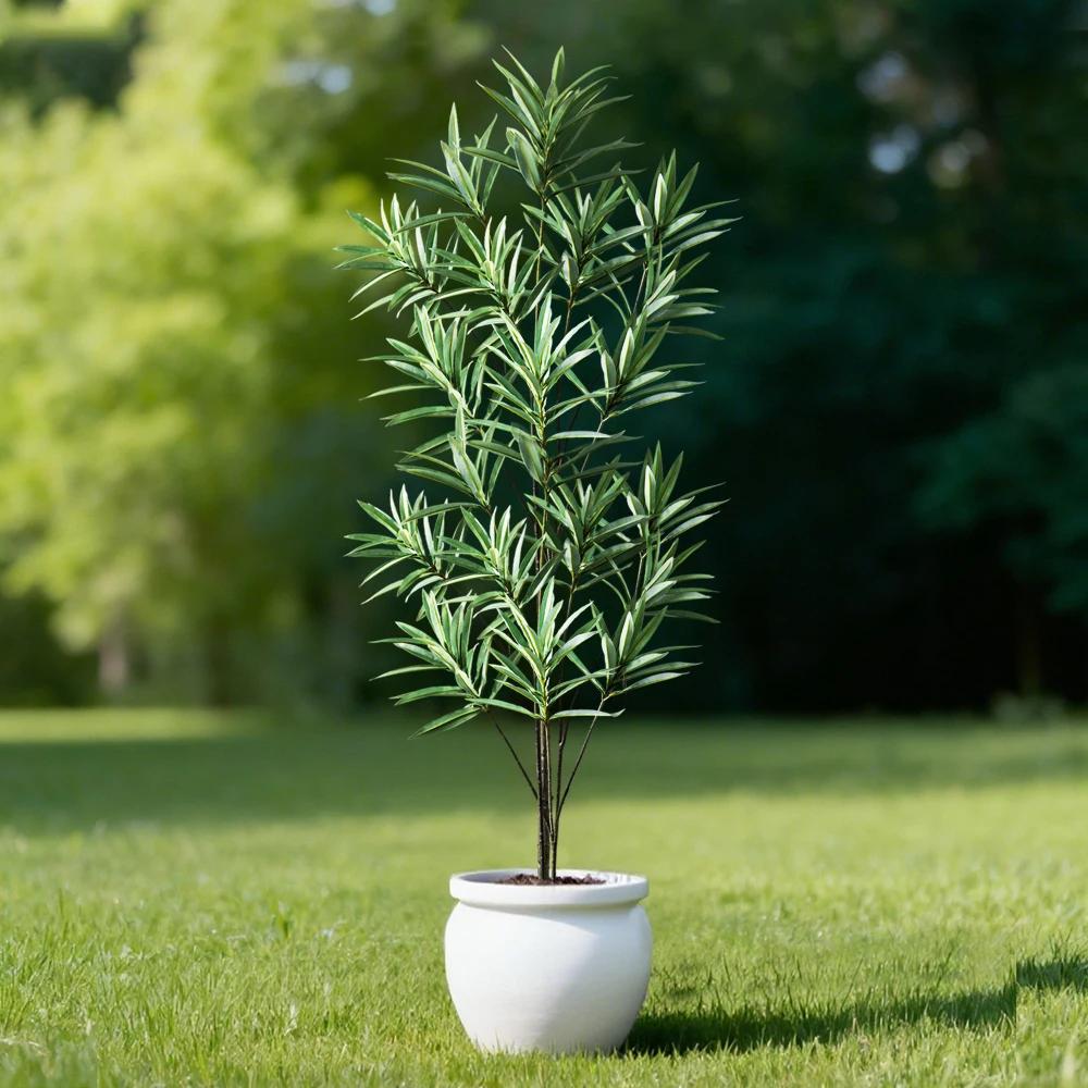 70–115 cm großer künstlicher Olivenzweig, gefälschter Palme, Kunststoff, Dracaena-Pflanzen, tropische Lilie, Bambus, für Heim- und Gartendekoration – Detail 6