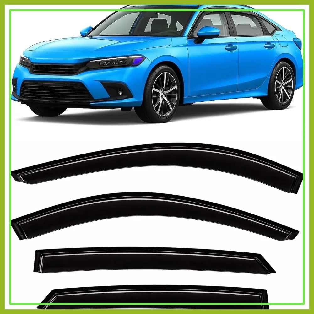 

Tape-On Rain Guards for Honda Civic Sedan 2022-2026, Side Window Visor Deflectors, Durable Vent Shades