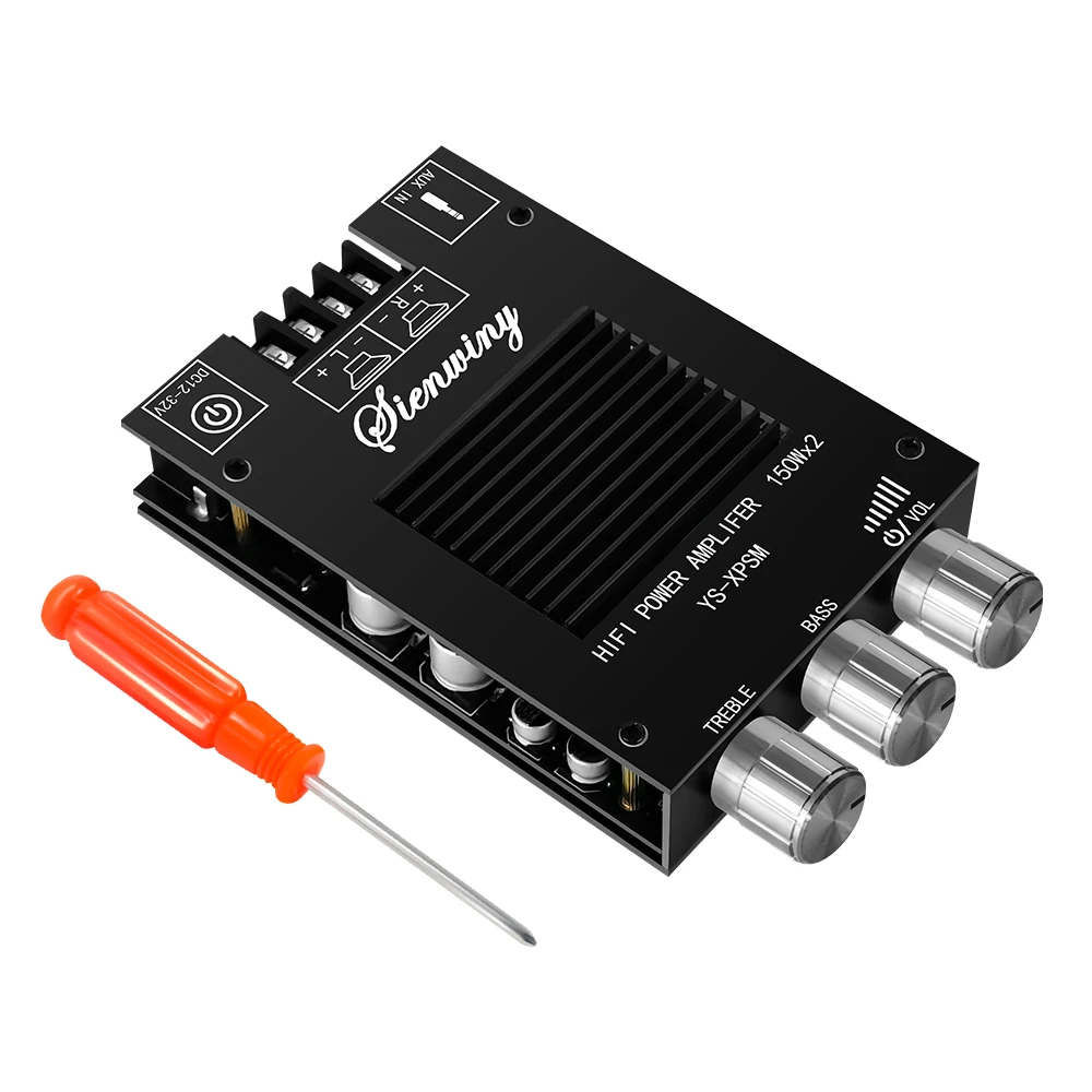 

YS-XPSM 2.0 Channel Bluetooth Amplifier Board with Heat Sink TDA7498E 150Wx2 High and Low Pitch Adjustment Audio Module