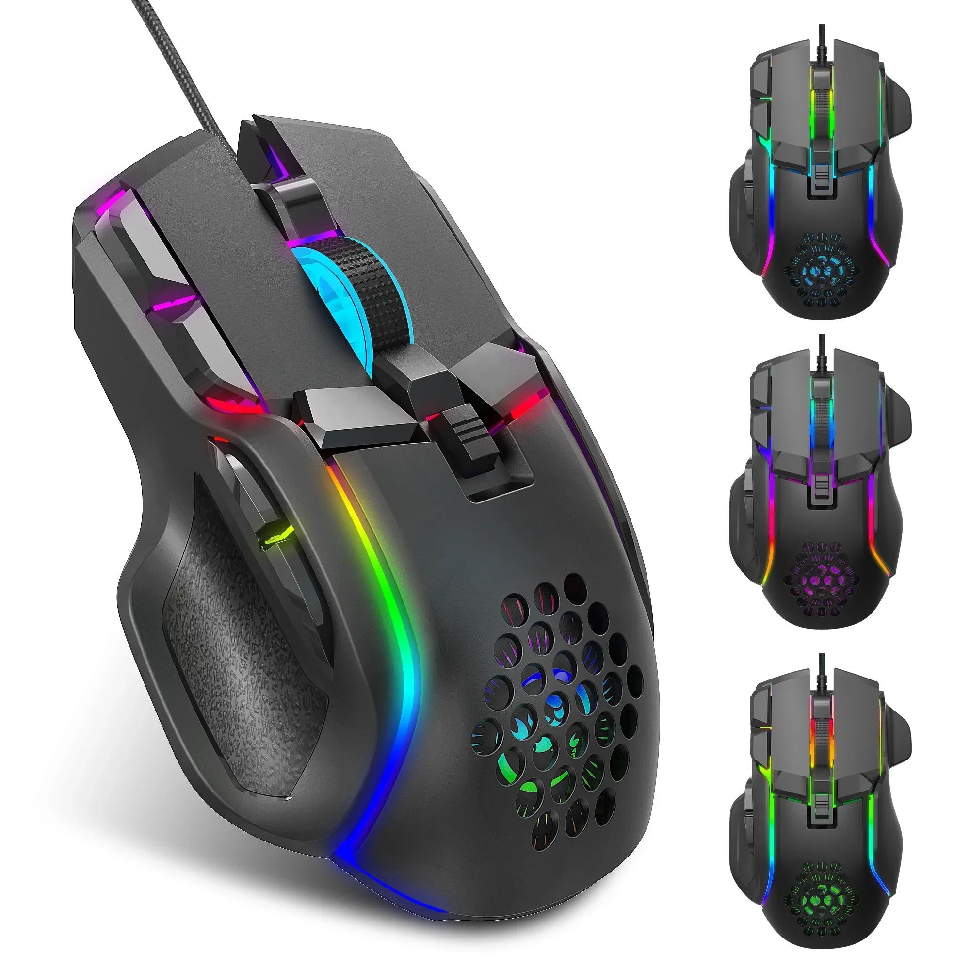 

ergonomics 12800 resolution mechanical 10 button macro programmable gaming mouse for gamer and laptop