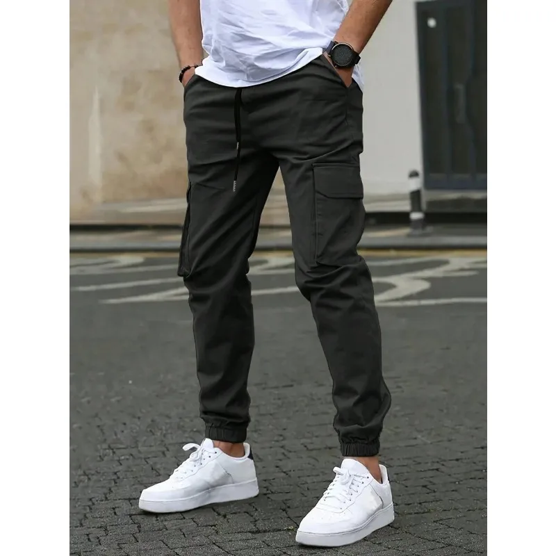 

Popular Solid Color Overalls Sports Shock Pants Mens Casual Slim Fit Youth