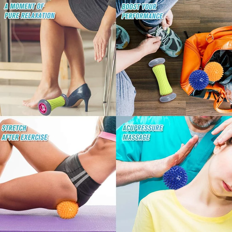 Foot Roller Massage Ball For Relief Plantar Fasciitis Reflexology Massager Deep Tissue Acupresssure Recovery Arm Back Leg Relax