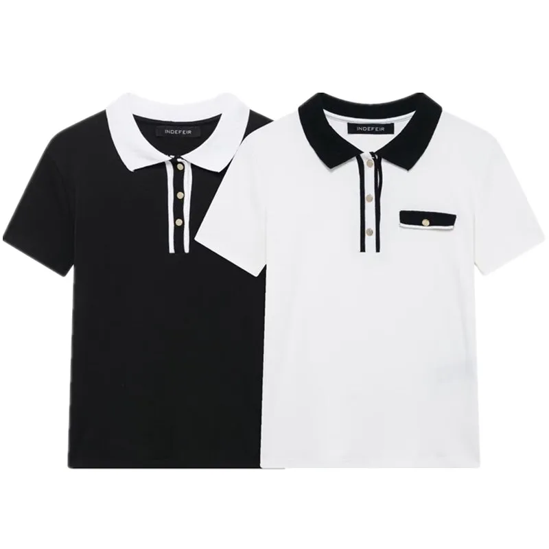 

Spring 2025 Women's Faion ort Sve Turn-down Collar Simple Patchwork irt New Arrival Slim Fit Regular Length